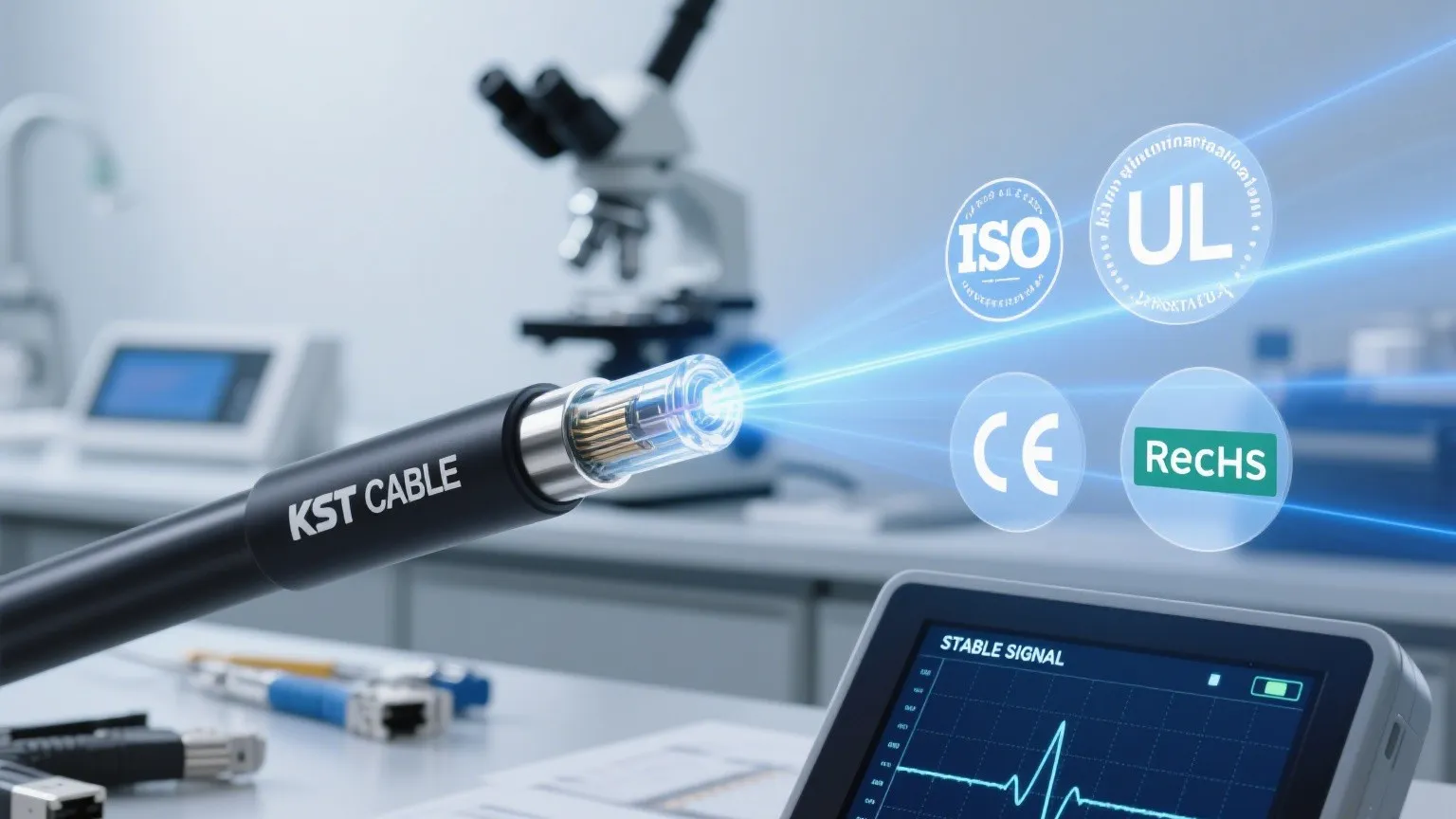 Gama completa de cables ópticos de fibra y accesorios